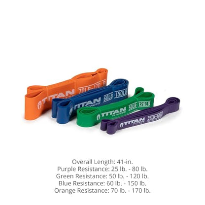 Titan Fitness 41" Heavy Multi-Pack Latex Bands, Pull-Up Bands, Resistance Band Set for Workouts, Fitness and Strength Training