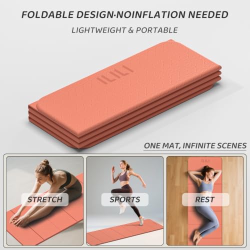 ILILI Foldable Yoga Mat 71 * 24 * 0.3 Inch - color: Orange