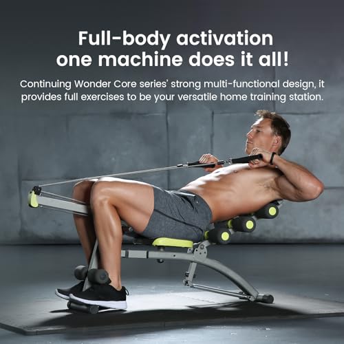 Wonder Core 2 Upgraded Adjustable Workout Bench & Ab/Rowing Machine - Total Gym Style Core Workout Equipment for Ab Workouts, Upper Body & Sit-Up Exercise
