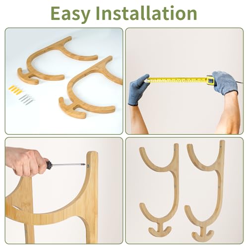 Wooden Yoga Mat Holder Wall Mount, Wooden Yoga Mat Storage Rack Solid Wooden Yoga Mat Holder Home Gym Equipment Storage & Organizer Wall Mount Workout Storage Holder for Mats,Resistance Bands