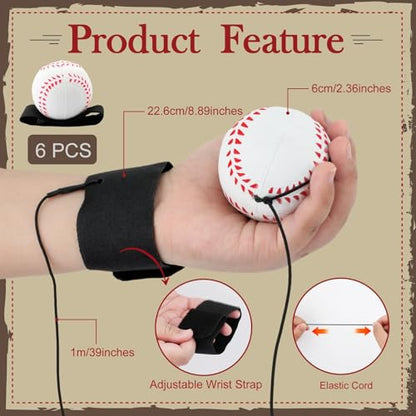 SAYAYA 6/12/24 PCS Wrist Return Ball on a String 2.36 Rebound Return Sport Balls with Elastic Strap Baseball Soccer Tennis Practice Party Favors, Wrist Exercise and Fun Play for Kids & Adults