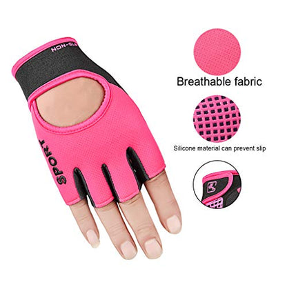 Clobeau Biking Gloves Kids Boys Girls Cycling Exercise Half Finger Fingerless Gloves Child Motor Bike Riding Anti-Slip Weight Lifting Bikes Workout Climbing Bicycle Glove Gym Skate Glove