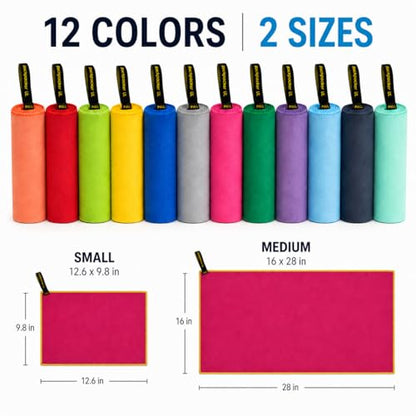 Backpacking Ultralight Quick Dry Microfiber Soft Fast Drying Hand and Face Towel Wash Cloth Camping Yoga Hiking Active Lifestyle Small (Magenta, Small)