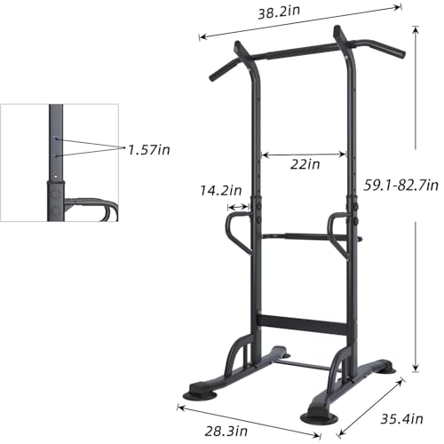 soges Power Tower Adjustable Height Pull Up & Dip Station Multi-Function Home Strength Training Fitness Workout Station
