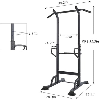soges Power Tower Adjustable Height Pull Up & Dip Station Multi-Function Home Strength Training Fitness Workout Station