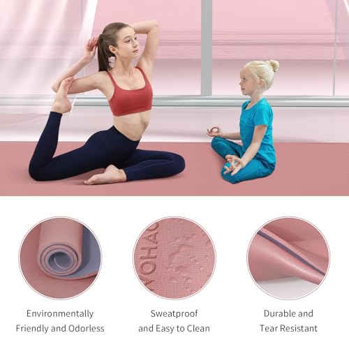 Extra Thick 8mm Yoga Mat, 72"x28" Non Slip Exercise Mat, Reversible 2-Sided Dual Color Premium POE Material, with Carrying Strap for Yoga, Pilates, Home Gym