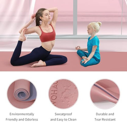 Extra Thick 8mm Yoga Mat, 72"x28" Non Slip Exercise Mat, Reversible 2-Sided Dual Color Premium POE Material, with Carrying Strap for Yoga, Pilates, Home Gym