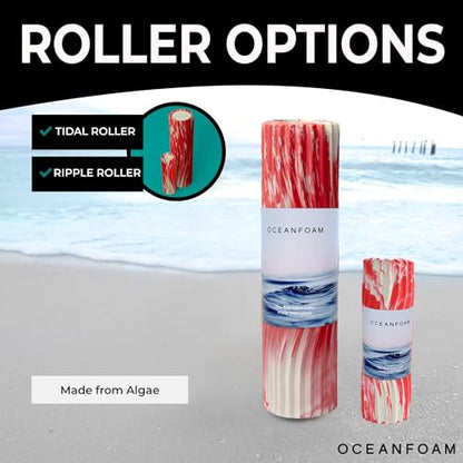 Tidal Roller - Red Marbled - Muscle Massage Foam Roller for Back Pain & Stretching - Firm and Ergonomic Wide Wave Textured - Yoga, Athletics, & Wellness - Full Size, 20" x 5" - color: Red Marbled