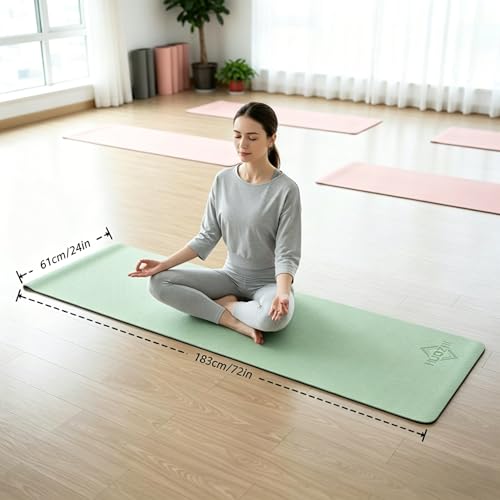 Extra Thick Yoga Mat 0.315 Inch, Non Slip 72x24 Inch, POE Eco Friendly Cushioned Mat for Home Gym Yoga Pilates Men Women - color: Green + Light Gray