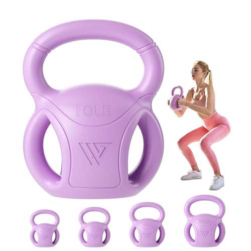 RUNWE 3 Handle Kettlebells Weight - Weight for Women Options 5, 10, 15 and 20 LB for Russian Twists AB Exercise, Weightlifting and Core Fitness Exercise Home Gym [Single in Sold] - color: 10 lb Purple
