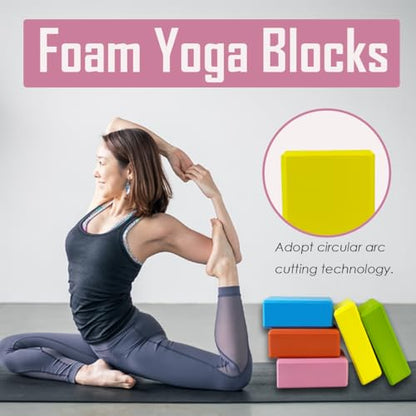 5 Pcs Foam Yoga Blocks,Eva Yoga Blocks Bulk,Colorful Non-Slip and Sturdy Foam Yoga Block for Stretching,Pilates,Men and Women Flexibility Training