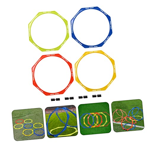 POPETPOP 4 Pack Speed Agility Training Set Multi-Functional Training Agility Rings Soccer Hurdles Circles Workout Rings Soccer Gear