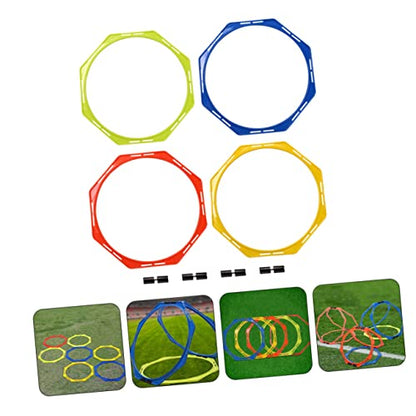 POPETPOP 4 Pack Speed Agility Training Set Multi-Functional Training Agility Rings Soccer Hurdles Circles Workout Rings Soccer Gear