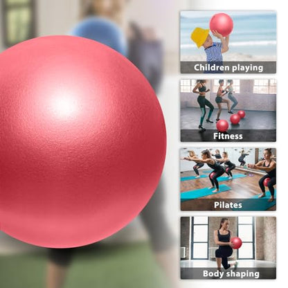 Cikyner Soft Pilates Ball, Small Exercise Ball 9 Inch Mini Gym Ball with Inflatable Straw, Suitable for Pilates, Yoga, Full Body Training, Physical Therapy and Balance improving at Home, Gym & Office - color: Red