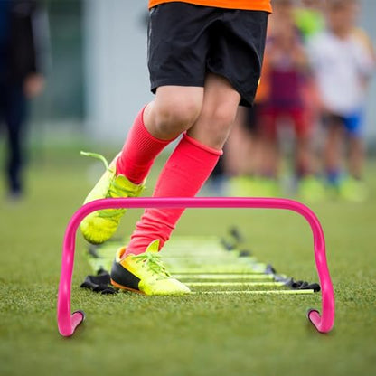 Wettarn 12 Pcs 9" Speed Training Agility Hurdles for Athletes Reliable Training Hurdle Plyometric All Purpose Practice Equipment for Soccer Basketball Football - color: Rose red