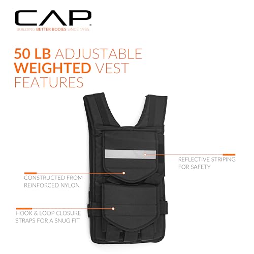 CAP Adjustable Weighted Vest 20–150 lbs for Strength Training, Running & Workouts, Weight Vest for Men & Women, Fitness Training Vest - style: 50lbs