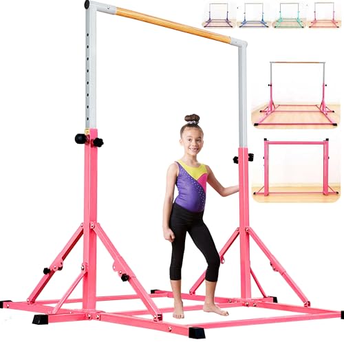 MARFULA Gymnastic Kip Bar for Kids Teens Ages 3-25 of All Gymnastic Levels - color: Pink(5 Ft Base)