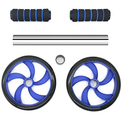 Ab Rolller Wheel Abdominal Exercise Roller - Classic Dual Wheel with Foam Handles - Includes Extra Thick Knee Pad(Blue) - size: Blue