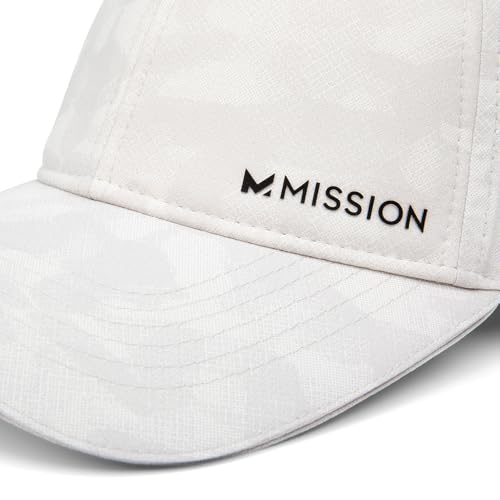 MISSION Cooling Vented Performance Hat Unisex Cap for Workouts, Golf & Running, Sweat & Water Activated Technology - color: Etched Camo White