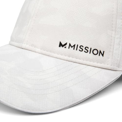 MISSION Cooling Vented Performance Hat Unisex Cap for Workouts, Golf & Running, Sweat & Water Activated Technology - color: Etched Camo White