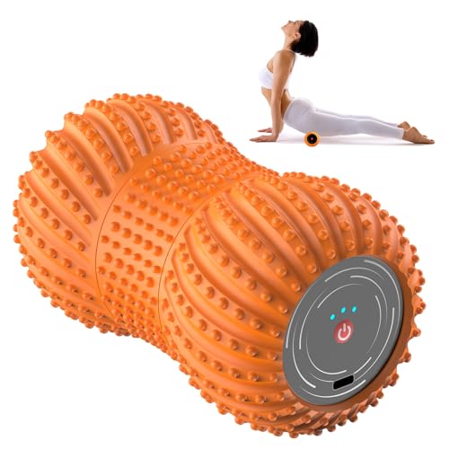 Electric Vibrating Foam Roller for Muscle Recovery, 6-Speed Deep Tissue Massage Roller with Bluetooth Speaker for Plantar Fasciitis, Back, Legs, Physical Therapy (Orange) - color: Orange