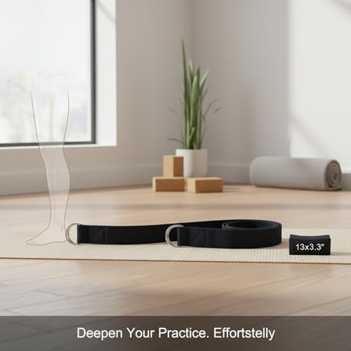Yoga Stretch Strap, Polyester Exercise Strap for Flexibility Training and Assisted Stretches (1 PC) - color: Black