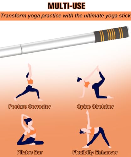 Queension 5ft Yoga Stick Adjustable Stretching Bar for Mobility & Balance - color: White