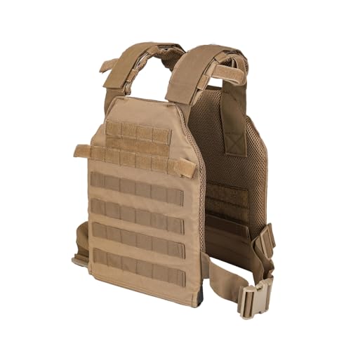 Adjustable Weighted Vest Fitness Sport Training Strength and Endurance Training,Quick Release with Molle for Running,Fitness Workouts - color: Tan