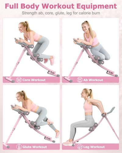 Ab Machine, Ab Workout Equipment, Adjustable Ab Trainer Machine for Abs Workout at Home Gym, Foldable, Knee Protection, Abdominal Trainer for Stomach Workout