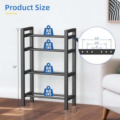 Dumbbell Rack, 4-Tier Weight Rack, Weight Rack for Home Gym, Adjustable Kettlebell Storage Rack, Heavy-Duty Weight Holder, Dumbbell Stand Organizer (Rack Only)