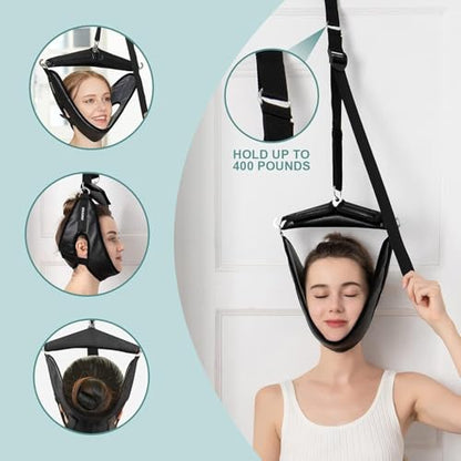 Neck Stretcher Cervical Traction Device for Home Use - Over The Door Cervical Neck Traction Device for Decompression Home Physical Therapy, Portable Neck Traction Device for Neck Pain