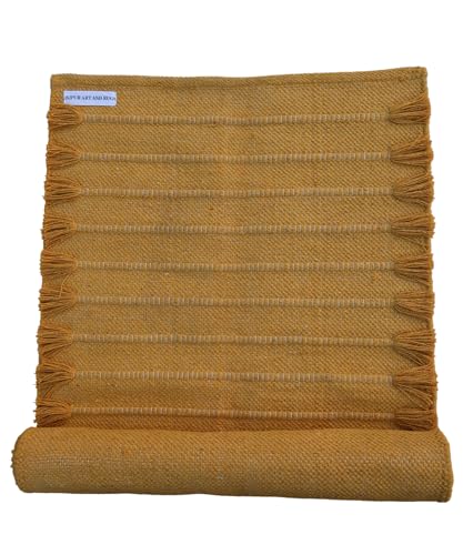 Jaipur art & Rugs Organic Cotton Yoga Mat - Eco-Friendly Hand-Woven Rug - Non Slip & Thick (24”x72”x5mm) for Everyday Fitness at Home - Comfortable Extra-Long - color: Yellow