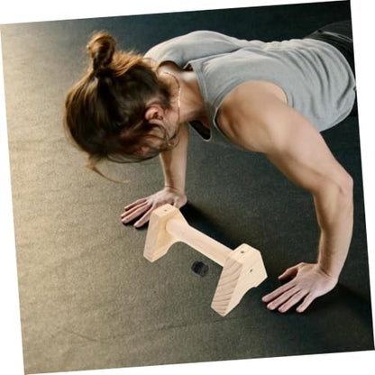 FOMIYES Wood Push up Bars Parallel Parallettes Beech Wood Non-slip Floor Handles for Men Women Strength Training Calisthenics Home Gym Equipment (2pcs, 30cm)