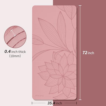 PAIDU Large Yoga Mat-72’x36’x0.4’ Extra Width ＆ Thick,Comfortable,Non-Slip Exercise Mat-Works Great on All Floor for Stretching,Yoga Studio,Gym or Home Workouts