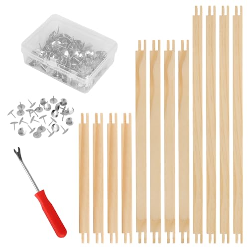 12pcs Needlepoint Stretcher Bars, 3 Sizes Wooden Needlework Canvas Stretcher Bars with Tacks Remover & Thumb Tacks Embroidery Stitch Frame Set for Canvas Stretching Craft Supplies