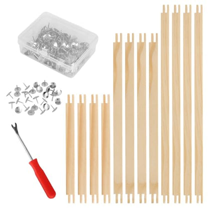 12pcs Needlepoint Stretcher Bars, 3 Sizes Wooden Needlework Canvas Stretcher Bars with Tacks Remover & Thumb Tacks Embroidery Stitch Frame Set for Canvas Stretching Craft Supplies