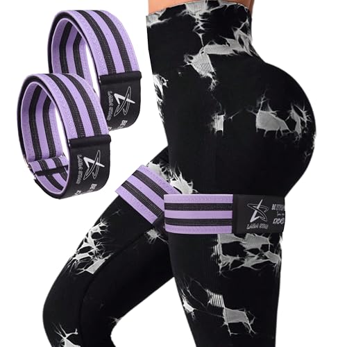 BFR Occlusion Bands for Women Glutes,Blood Flow Restriction Bands for Legs, Butt & Hip Building, Workouts, Best Fabric Resistance Bands for Squat Butt & Thigh - color: Violet
