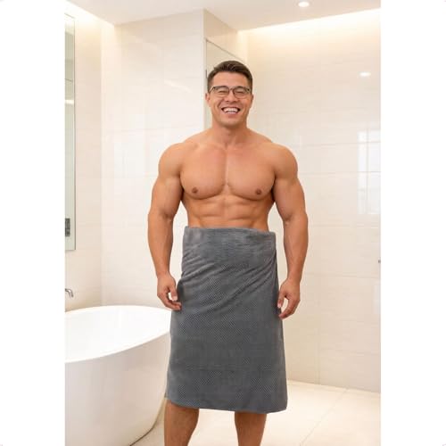 2 Pack Bath Towel Set, Waffle Bath Towel Set, Super Soft Highly Absorbent, Sturdy Quick Drying Towels for Bathroom, Gym, SPA, Yoga (2 Piece 30" x 60", 1Grey+1Purple)
