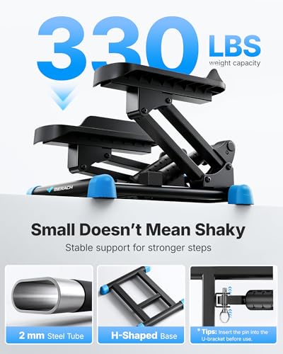 MERACH New 3-in-1 Stair Climber, Mini Steppers for Exercise at Home with Large Stride & Shock Pad Design, with Resistance Bands for Full Body Workout, 330 LBS Capacity Exercise Equipment