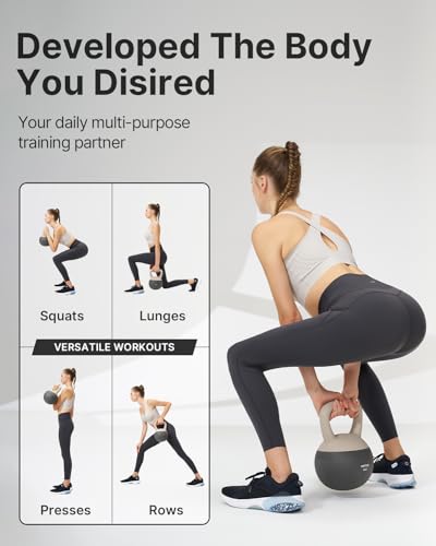 YOTTOY Soft Kettlebell, Set for Strength Training Kettlebells & Home Workouts, Soft-Sided Cushioned Base, Wide-Handle - Ideal for Men, Women, & Beginners - color: 6LB-White