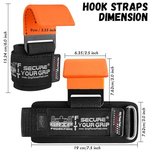 Weight Lifting Rod Hooks Heavy Duty Wrist Wraps Power Weight Lifting Training Gym Grips Straps Set of 2