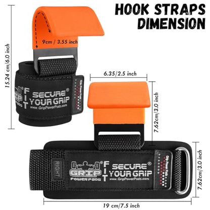 Weight Lifting Rod Hooks Heavy Duty Wrist Wraps Power Weight Lifting Training Gym Grips Straps Set of 2