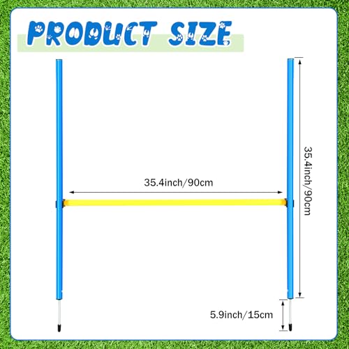 8 Set Dog Agility Jump Adjustable Dog Agility Hurdle Training Equipment Portable Jumper Hurdle Park Indoor Outdoor Exercise Tool 3.44ft High/ 2.95ft Wide(Blue and Yellow)