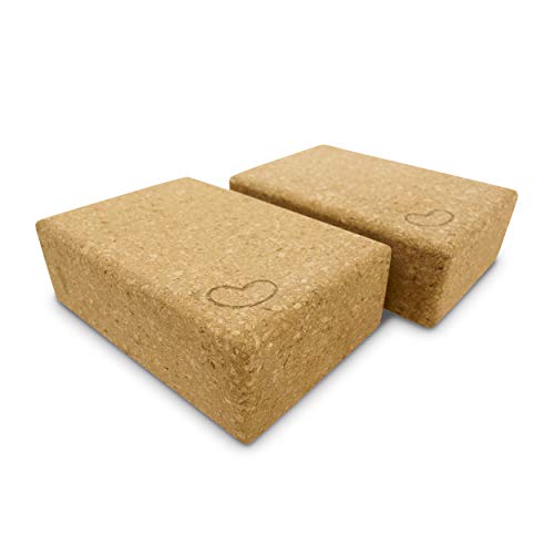 Bean Products Yoga Blocks, Standard & Large Sizes - Studio Grade, Non-Slip, Made from Eco Friendly Materials - 100% Natural Cork or Foam - Improves Stability & Alignment - Single Block or 2 Pack Sets