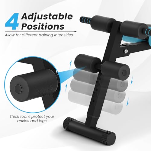 GYMAX Sit up Bench, Folding Adjustable Workout Bench for Ab Exercise, Curved Incline/Decline Slant Bench, Foldable Strength Training Weight Bench, Situps Abs Workout Equipment