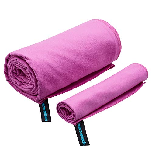 2-Pack Microfiber Towel - XXL Travel Quick Dry and Extra Soft Microfiber Towels, Lightweight and Compact for Gym, Swim Practice, Travel, Backpacking, Camping, RV, Beach, Camping - color: Pink