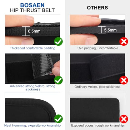 Hip Thrust Belt, Hip Thrust Belt for Dumbbells Heavy, Booty Belt for Hip Thrust with 6.5mm Thick Non-slip Padding & 400lbs Load-Bearing, Hip Thrust Band for Gym, Home Workouts, Dumbbell, Kettlebells
