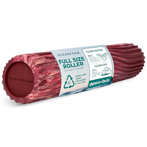 Tidal Roller - Maroon, Blush & Hot Pink Marbled - Muscle Massage Foam Roller for Back Pain & Stretching - Firm & Ergonomic Wide Wave Textured - Yoga & Athletics - Full Size, 20" x 5" - color: Maroon,blush & Hot Pink Marbled
