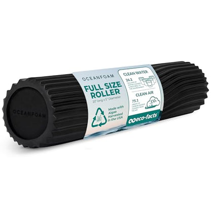 Tidal Roller - Black - Muscle Massage Foam Roller for Back Pain & Stretching - Firm and Ergonomic Wide Wave Textured - Yoga, Athletics, & Wellness - Full Size, 20" x 5" - color: Black