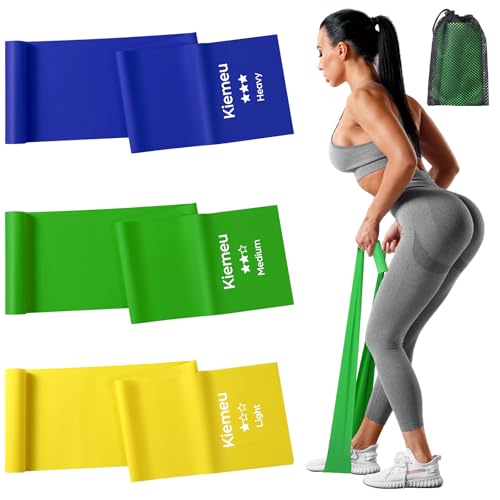 Flat Resistance Bands for Physical Therapy and Rehab, Pilates, Yoga, Latex Elastic Workout Bands Resistance for Women and Men, 5.9 Feet Long
